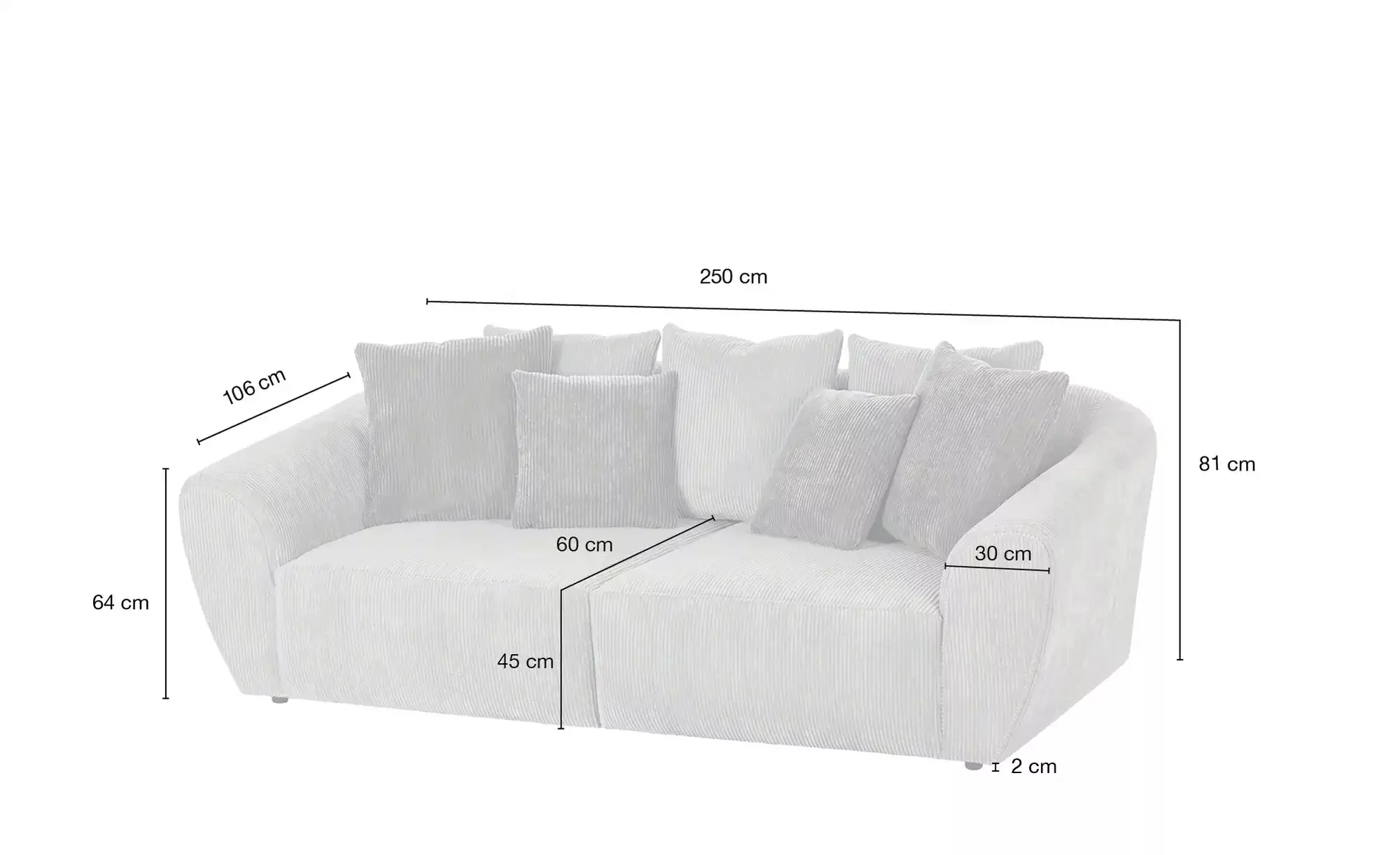 smart Big Sofa  Savita ¦ grün ¦ Maße (cm): B: 250 H: 81 T: 106.0 Polstermöb günstig online kaufen