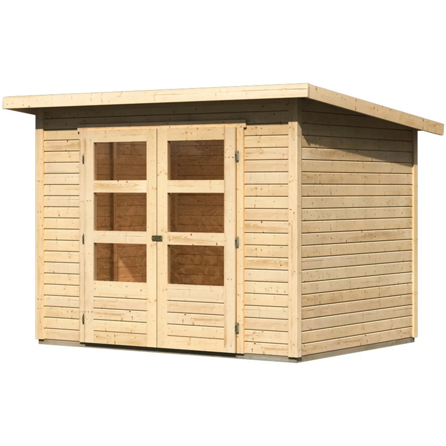 Karibu Holz-Gartenhaus/Gerätehaus Sitten Natur Pultdach Unbehandelt 242 cm günstig online kaufen