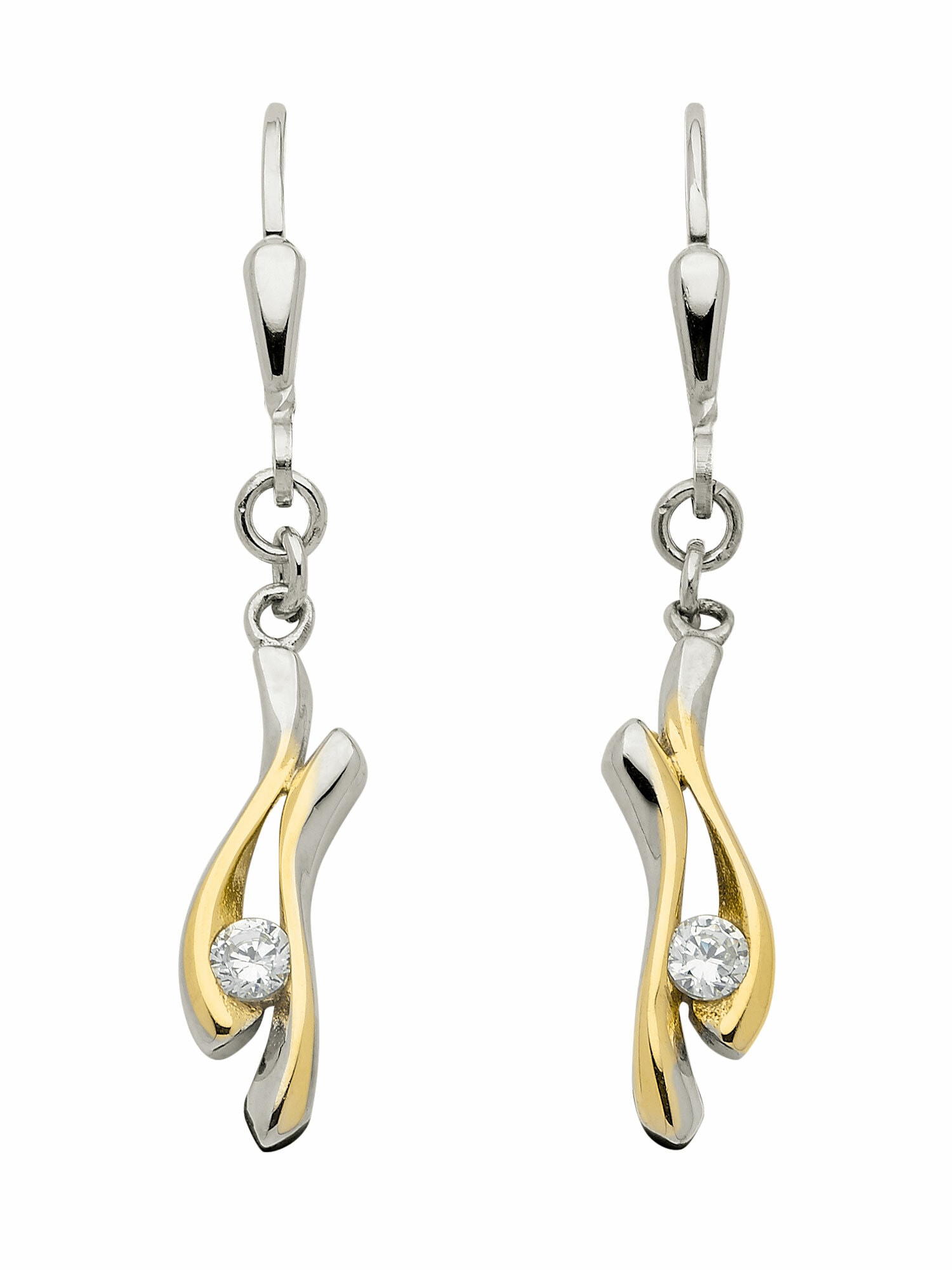 Adelia´s Paar Ohrhänger "1 Paar 333 Bicolor Ohrringe / Ohrhänger mit Zirkon günstig online kaufen
