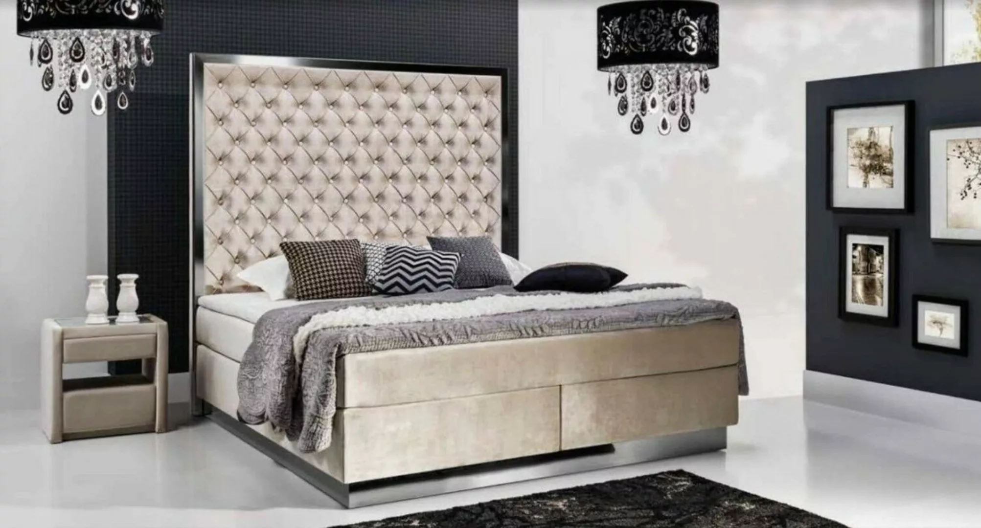 JVmoebel Bett Design Boxspringbett Chesterfield Bett Doppelbett Hotel Luxus günstig online kaufen