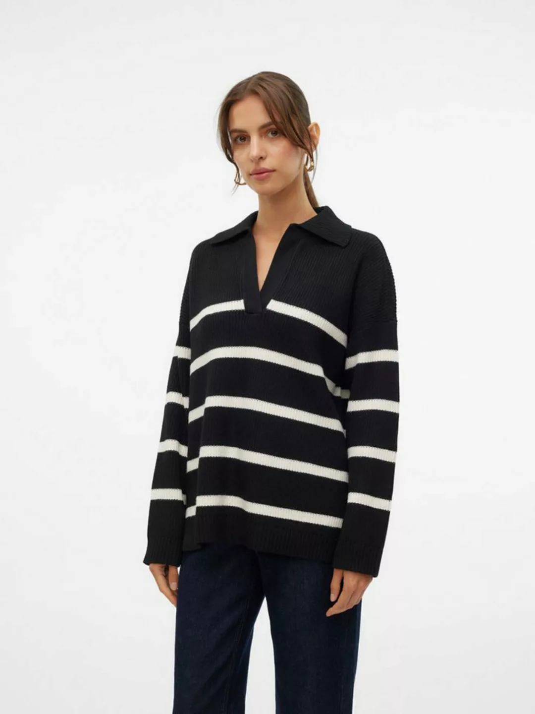 Vero Moda V-Ausschnitt-Pullover VMLUNA LS V-NECK LONG PULLOVER GA BOO günstig online kaufen