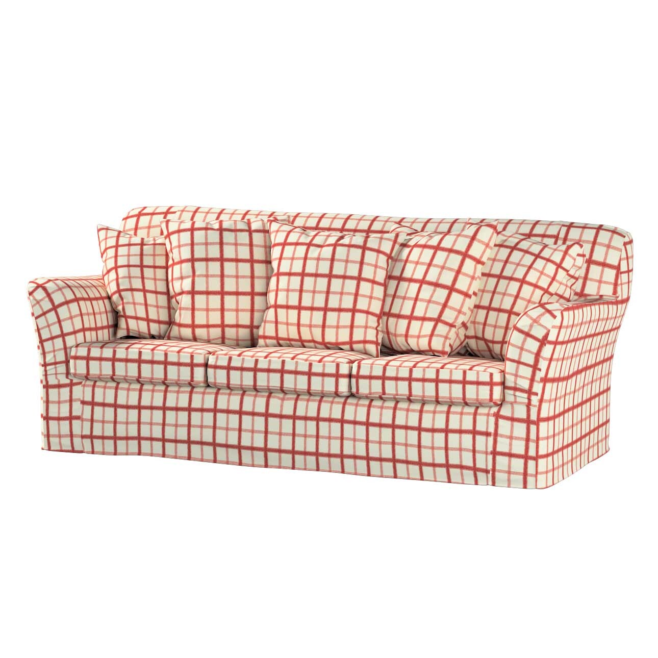 Bezug für Tomelilla 3-Sitzer Sofa nicht ausklappbar, rot-creme, Sofahusse, günstig online kaufen