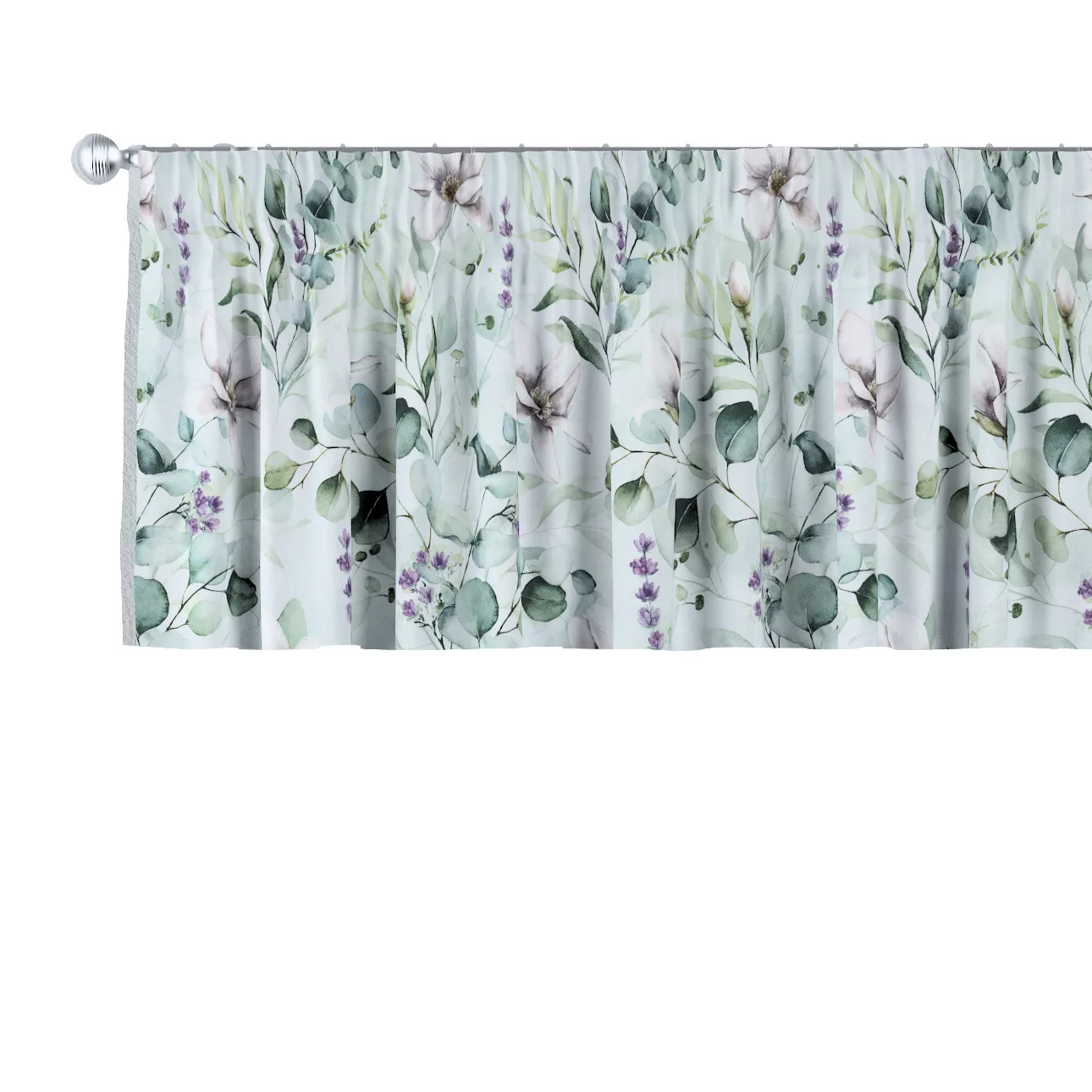 Kurzgardine mit Kräuselband, mintgrün-weiß, 130 x 40 cm, Flowers (143-66) günstig online kaufen