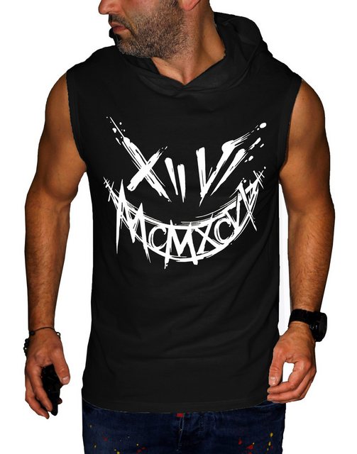 RMK Tanktop Herren Muskelshirt Gym Shirt Smiley Smyle mit Kapuze Ärmellos günstig online kaufen