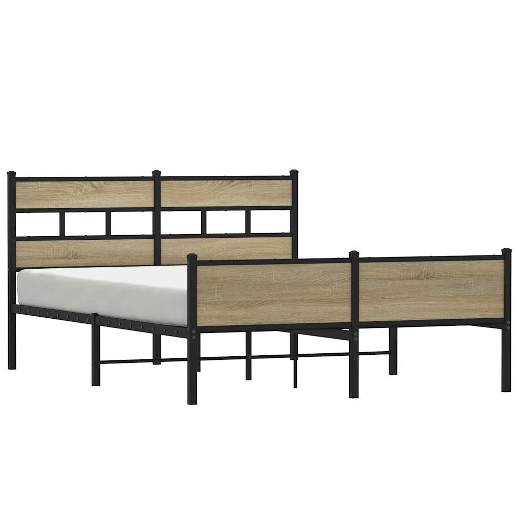 vidaXL Bett Metallbett ohne Matratze Sonoma-Eiche günstig online kaufen
