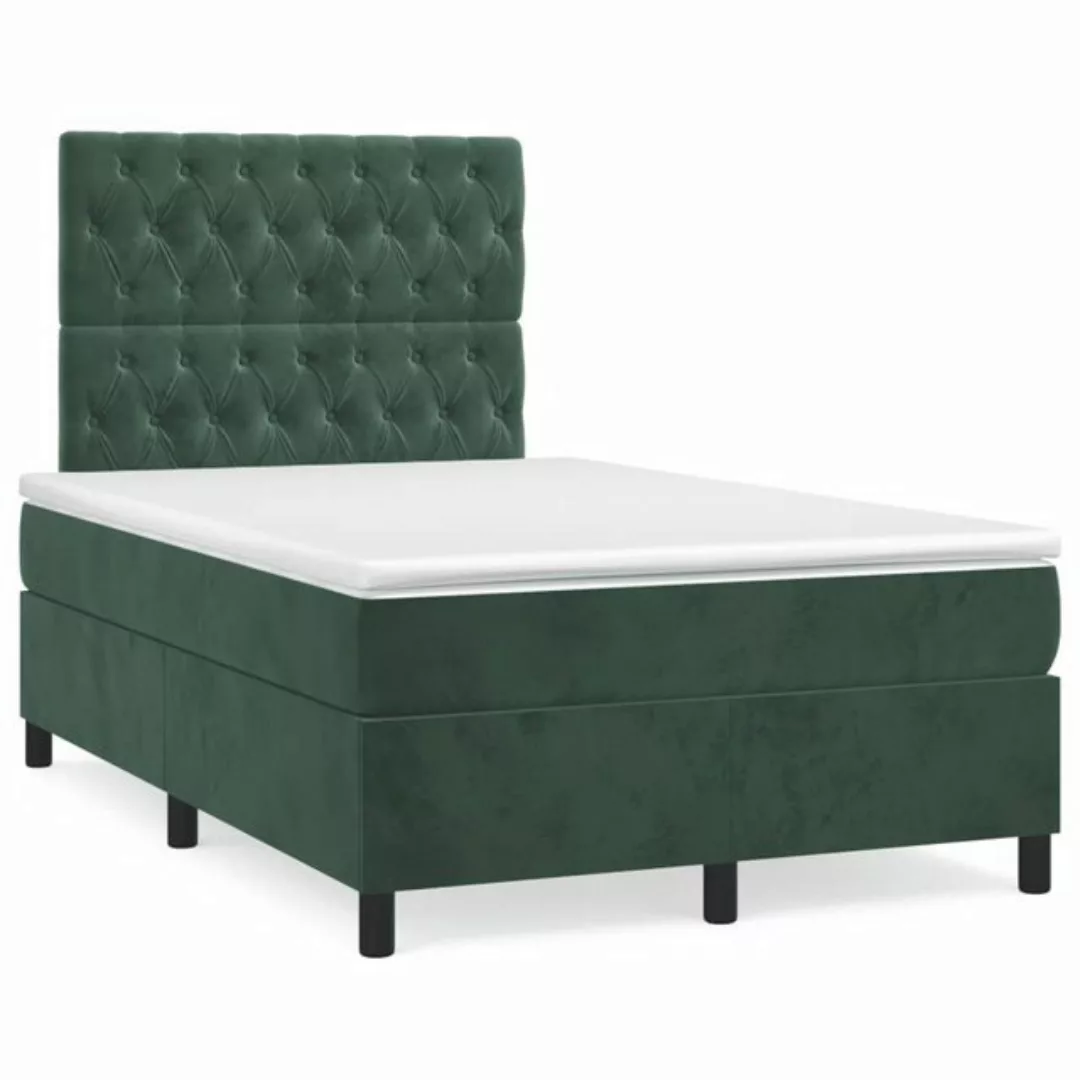 furnicato Bettgestell Boxspringbett mit Matratze Dunkelgrün 120x200 cm Samt günstig online kaufen