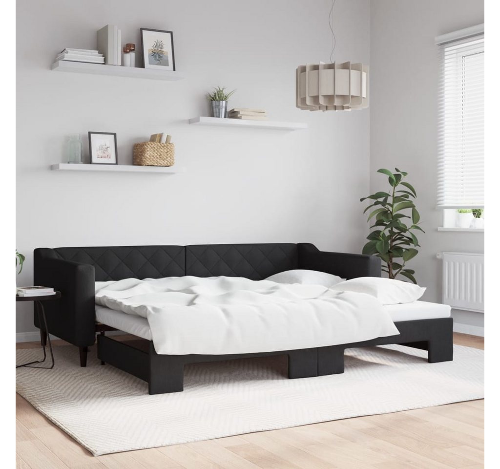 vidaXL Gästebett Gästebett Tagesbett Ausziehbar Schwarz 90x200 cm Stoff Bet günstig online kaufen