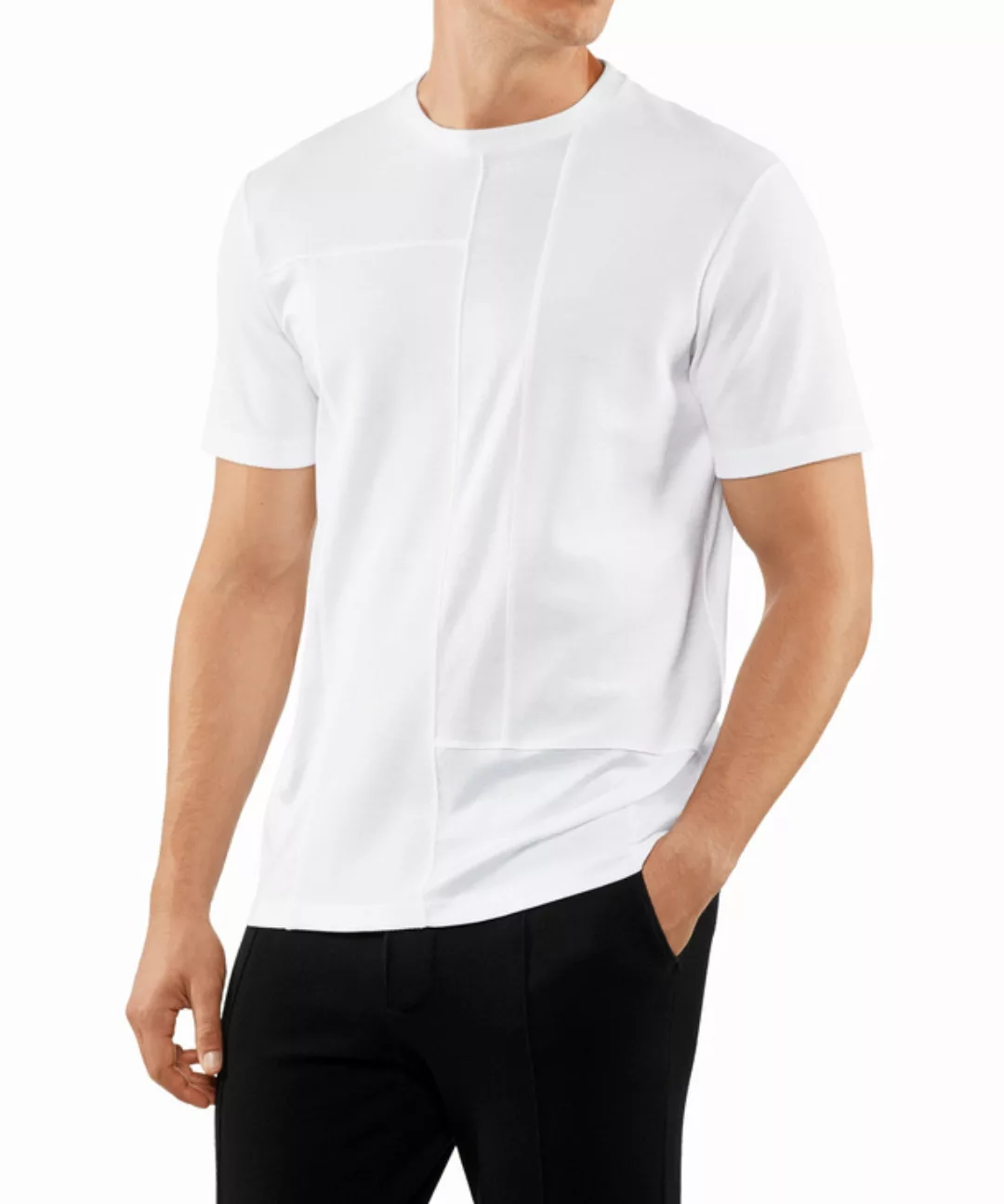 FALKE Herren T-Shirt Rundhals, S, Weiß, Geometrisch, Baumwolle, 62056-20000 günstig online kaufen