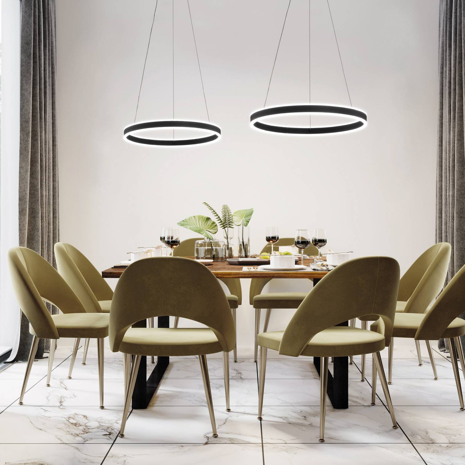 LED-Hängeleuchte Sirko, Ø 60 cm, sandschwarz, Metall, CCT günstig online kaufen