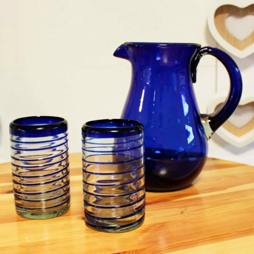 Gläser 4er Set Spirale Blau | 10 Cm günstig online kaufen