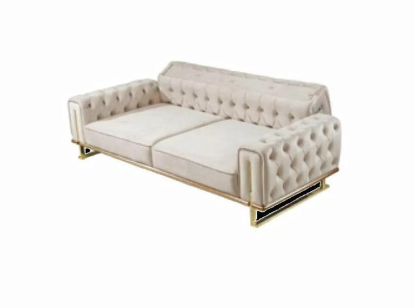 JVmoebel Sofa Beiges Chesterfiled Sofa 3 Sitzer Wohnzimmer Luxus Couchen St günstig online kaufen