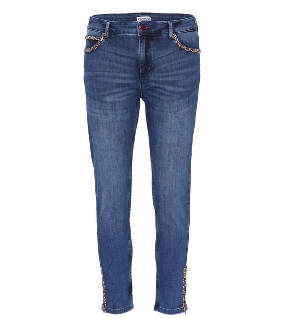 incasual Skinny-fit-Jeans Röhrenhose koerpernah mit Stickerei und Perlendet günstig online kaufen