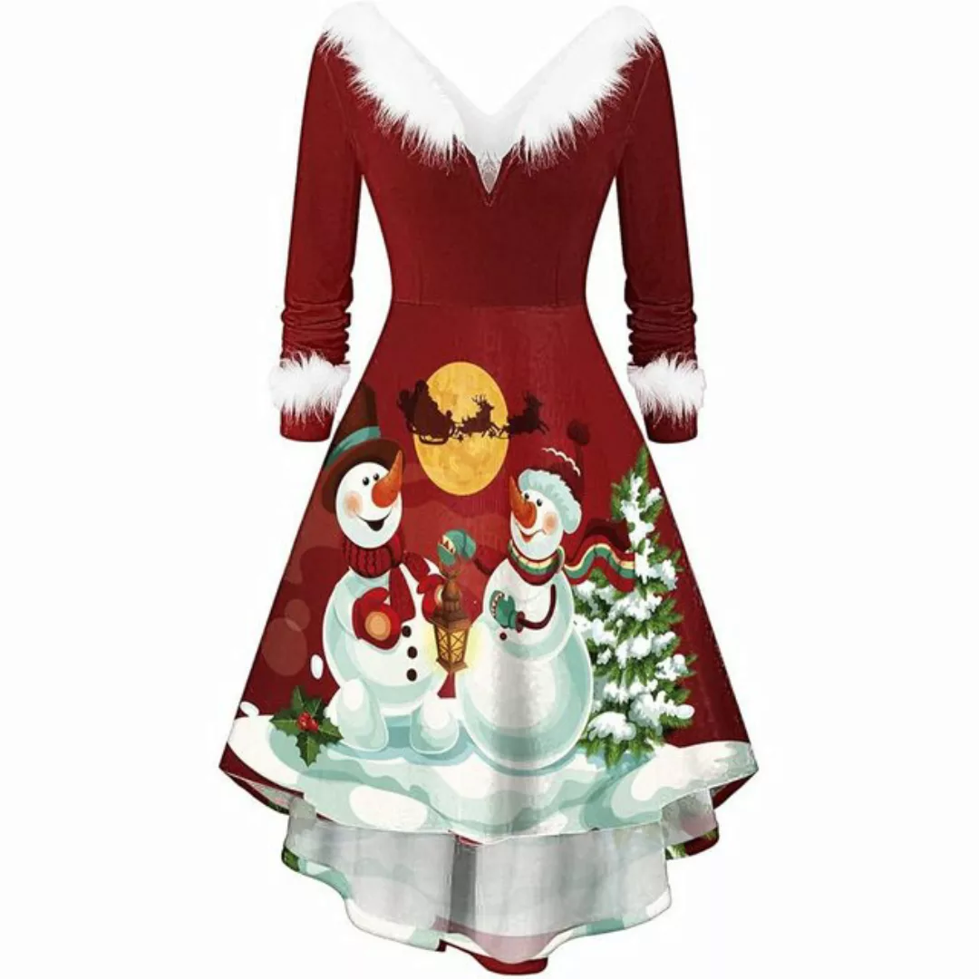 Juoungle Abendkleid Weihnachten Kleid, Langarm Cocktailkleider, V Nacken Kl günstig online kaufen