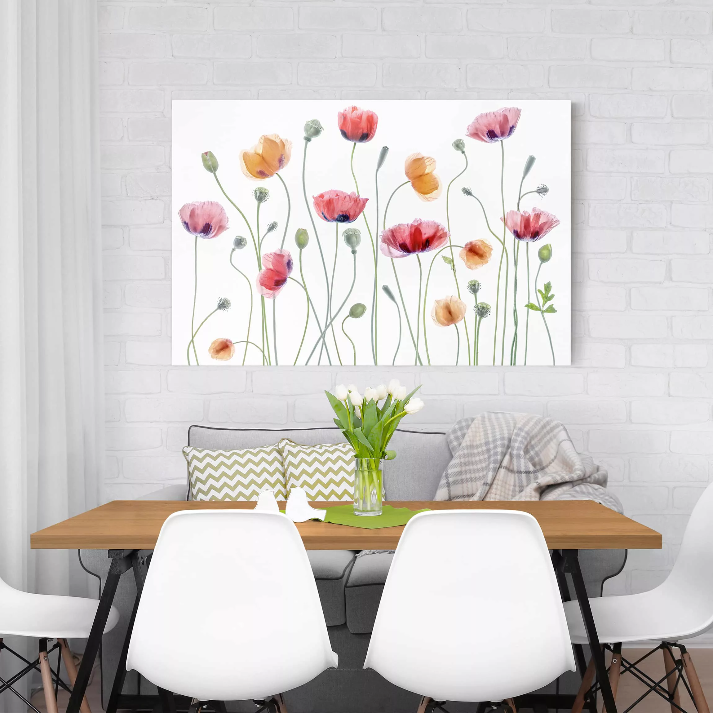 Leinwandbild Blumen - Querformat Klatschmohn Party günstig online kaufen