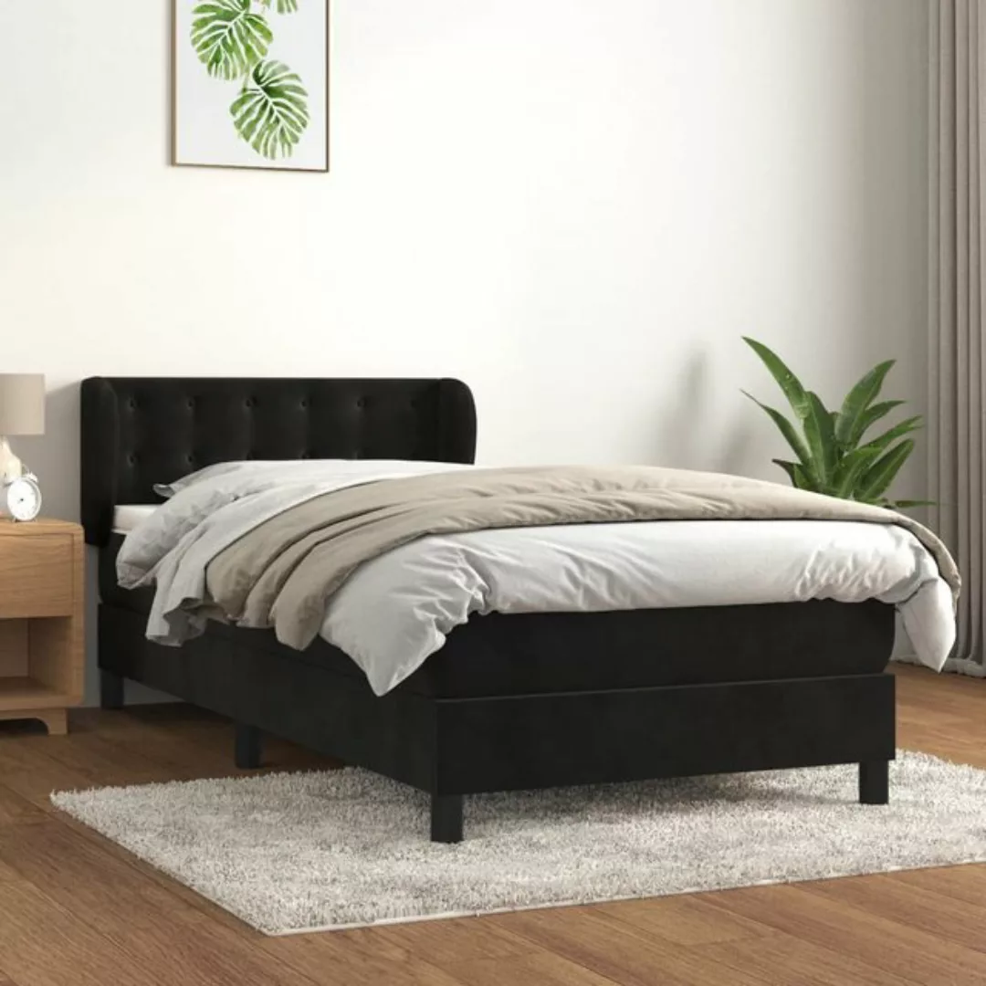 Vidaxl Boxspringbett Mit Matratze Schwarz 90x190 Cm Samt günstig online kaufen