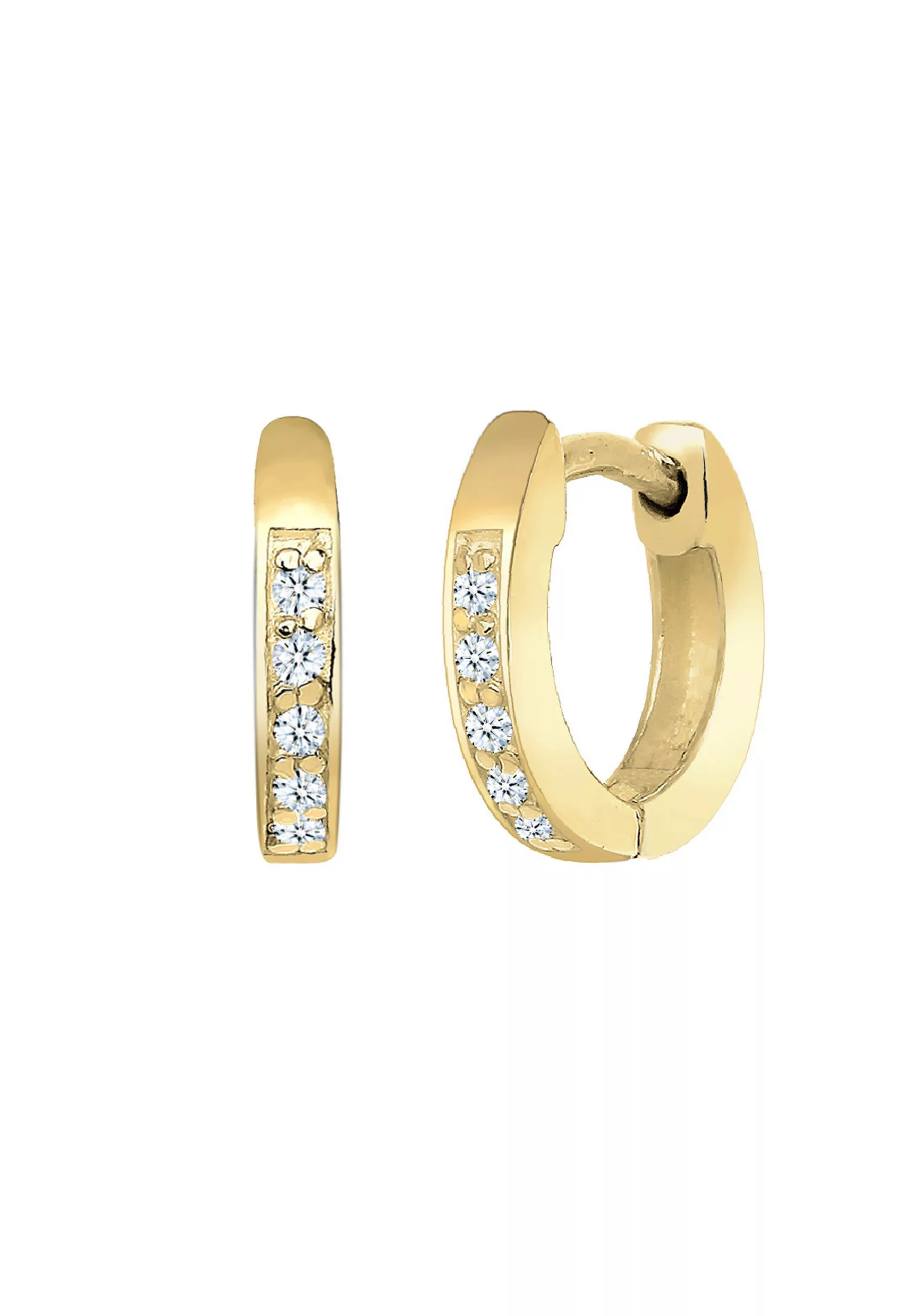 Elli DIAMONDS Paar Creolen »Creolen Basic Diamant (0.05 ct.) 375 Gelbgold« günstig online kaufen