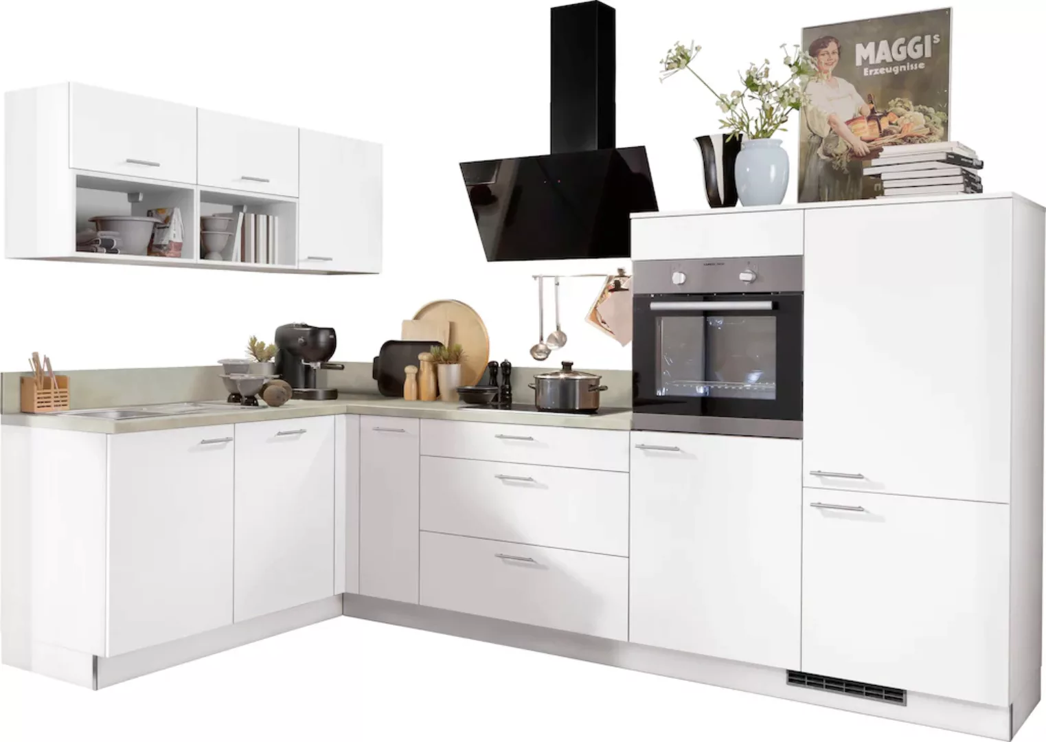 Kochstation Küchenzeile "KS-Scafa, vormontiert, mit höhenverstellbaren Füße günstig online kaufen
