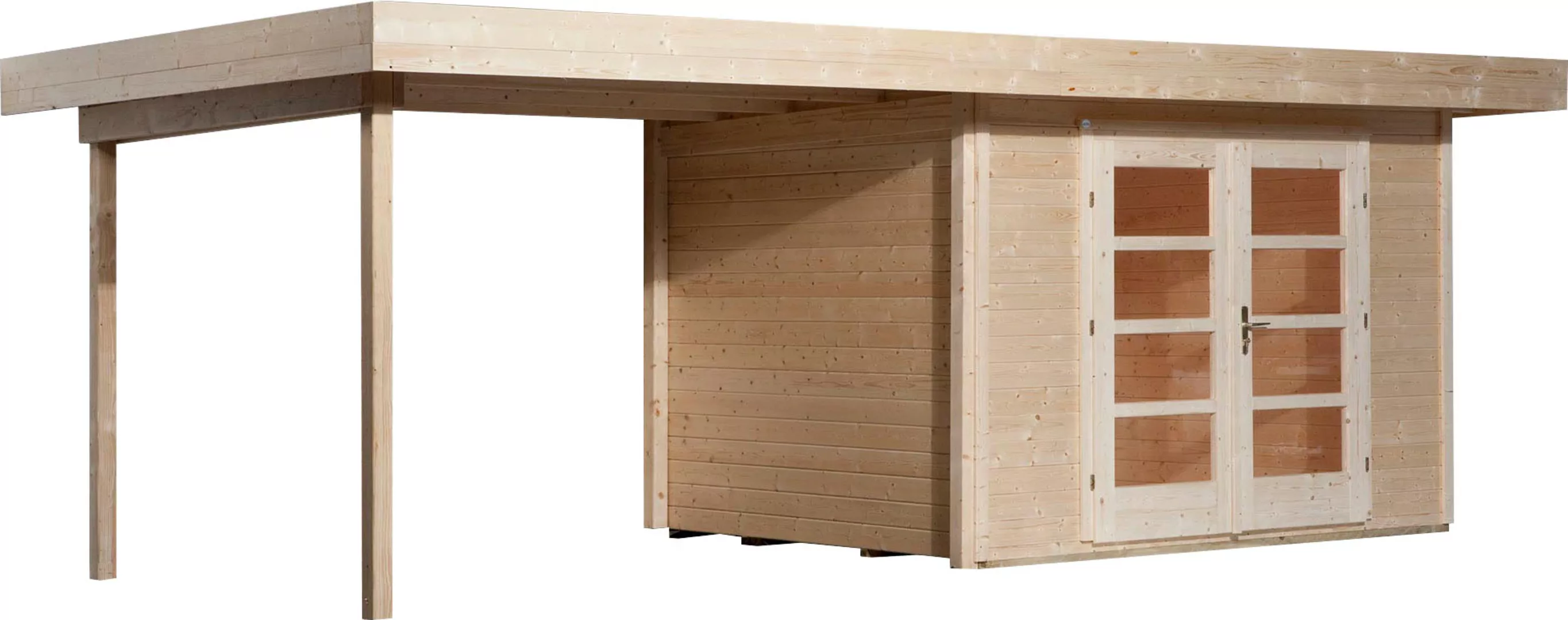 Weka Holz-Gartenhaus Flachdach Unbehandelt 442 cm x 375 cm günstig online kaufen