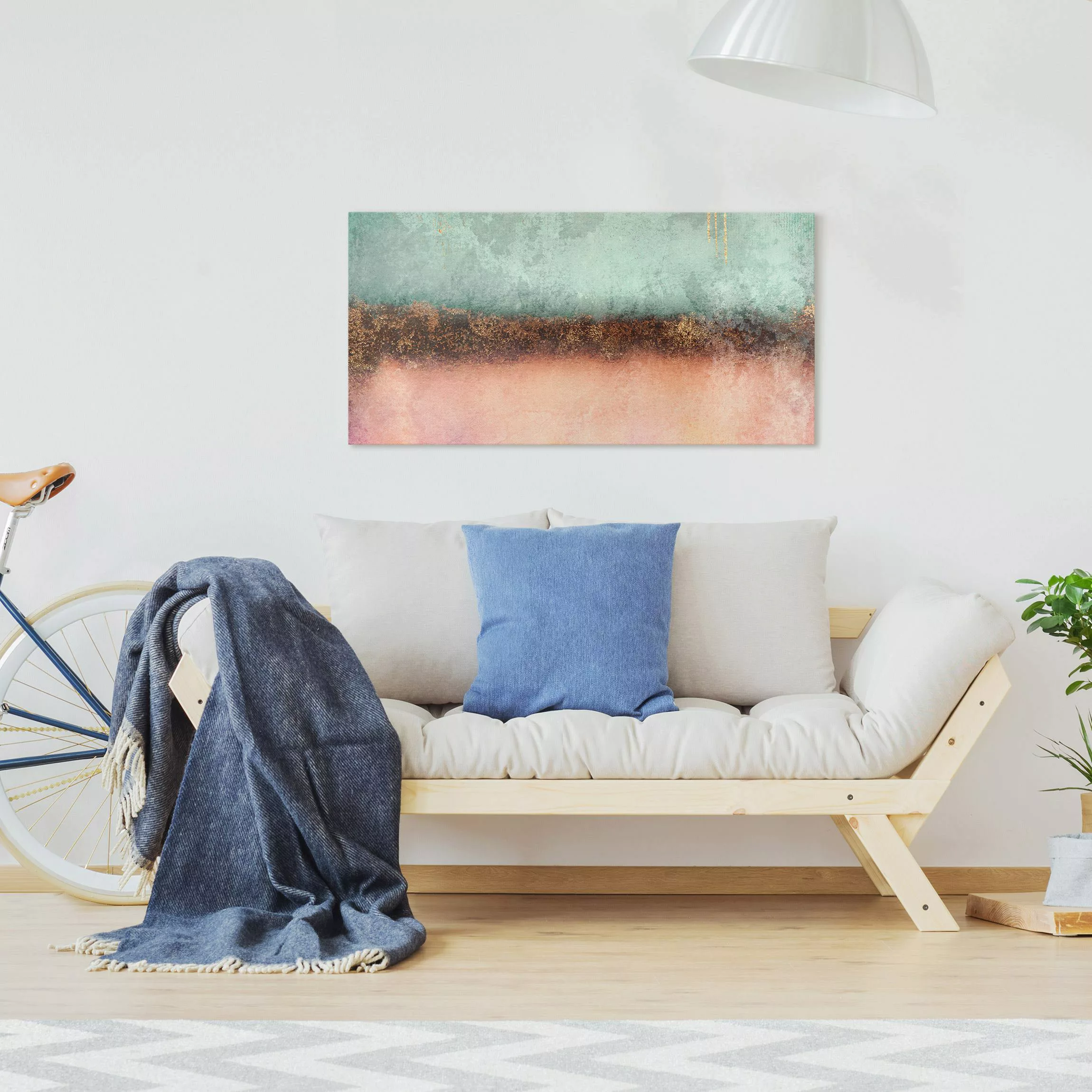 Leinwandbild Pastell Sommer mit Gold günstig online kaufen