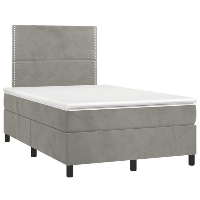 furnicato Bett Boxspringbett mit Matratze Hellgrau 120x200 cm Samt (1-tlg) günstig online kaufen