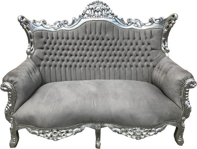 Casa Padrino 2-Sitzer Barock 2-er Sofa Master Grau / Silber - Antik Stil Mö günstig online kaufen