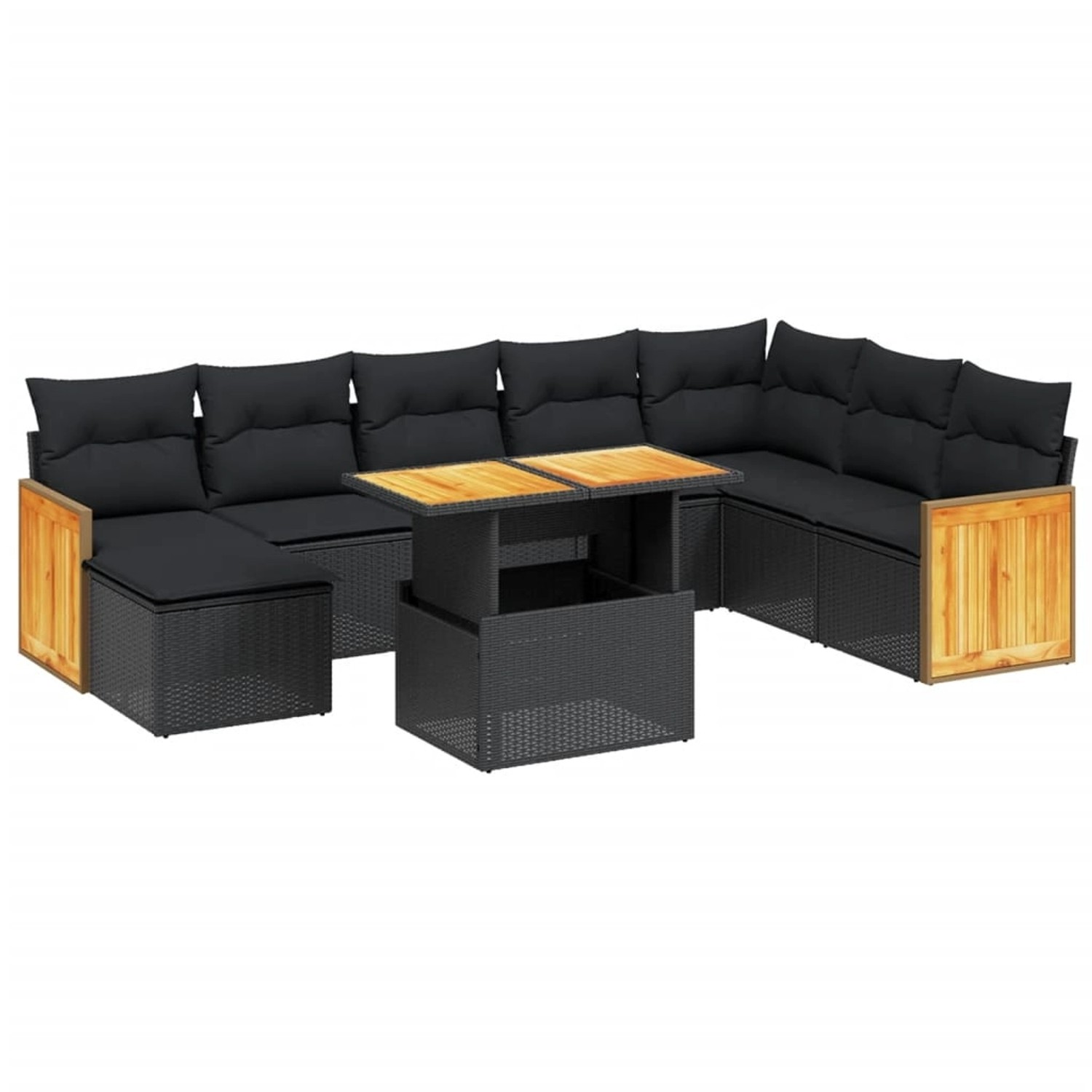 vidaXL 9-Tlg Garten-Sofagarnitur mit Kissen Schwarz Poly Rattan 3274093 günstig online kaufen