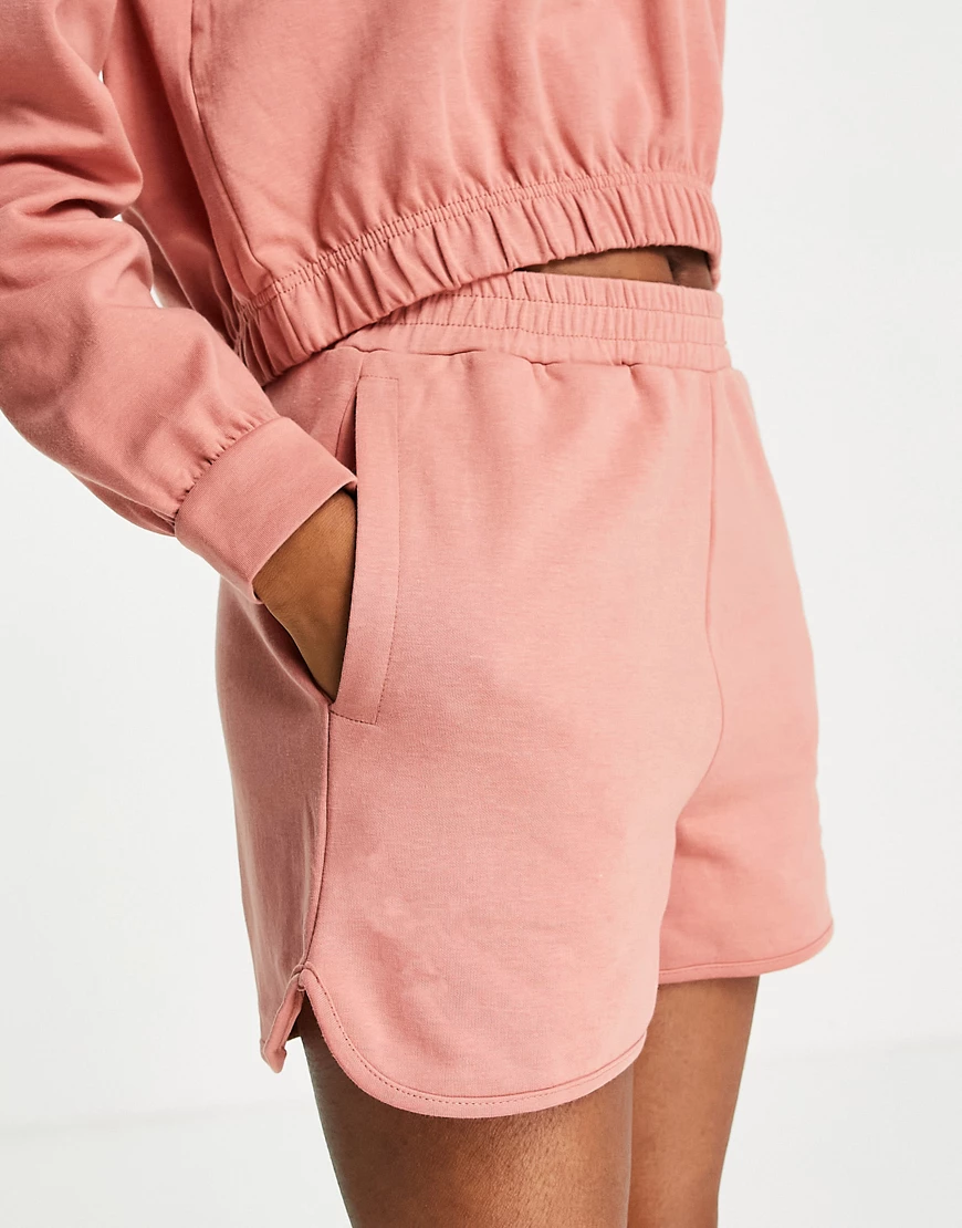 Pieces – Lounge-Shorts in Staubrosa aus Sweatshirtstoff, Kombiteil günstig online kaufen