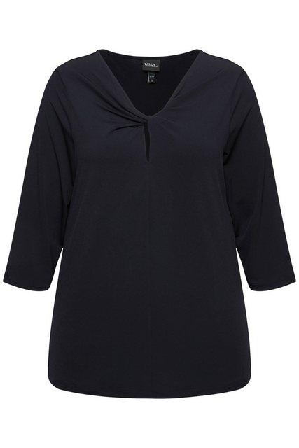 Ulla Popken Rundhalsshirt Shirt drapierter Ausschnitt Classic 3/4-Arm günstig online kaufen