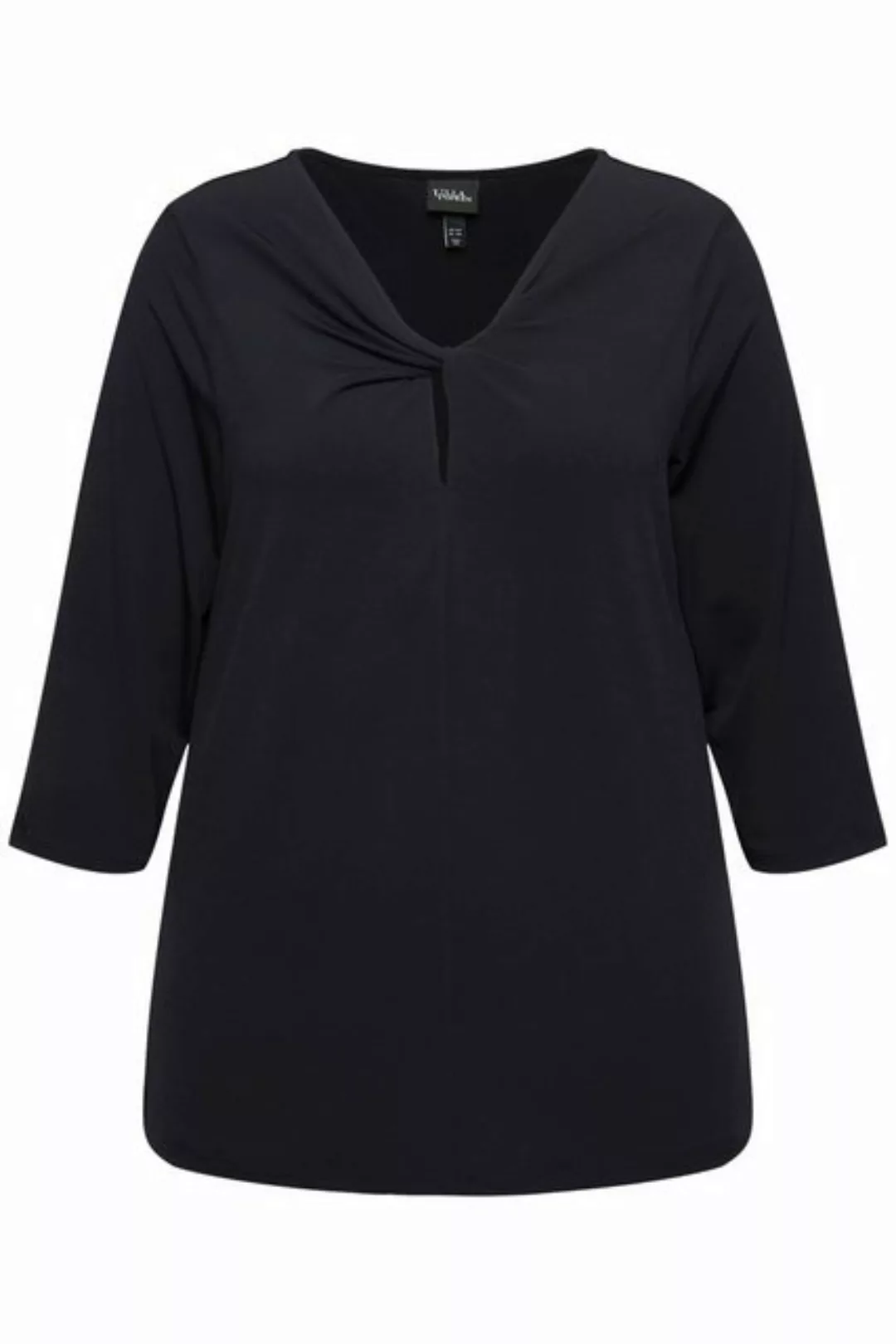 Ulla Popken Rundhalsshirt Shirt drapierter Ausschnitt Classic 3/4-Arm günstig online kaufen