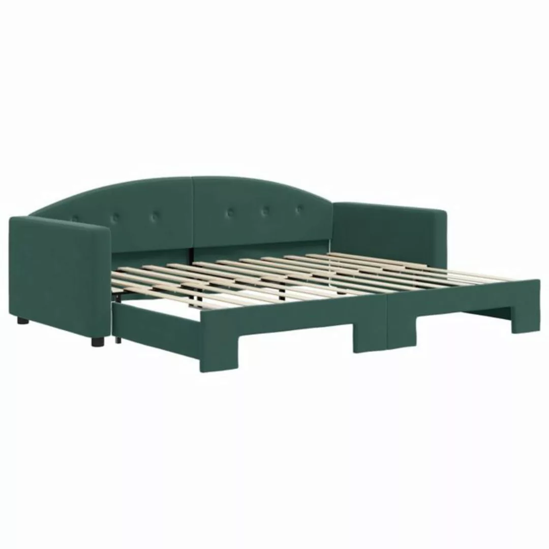 vidaXL Bett Tagesbett Ausziehbar Dunkelgrün 90x200 cm Samt günstig online kaufen