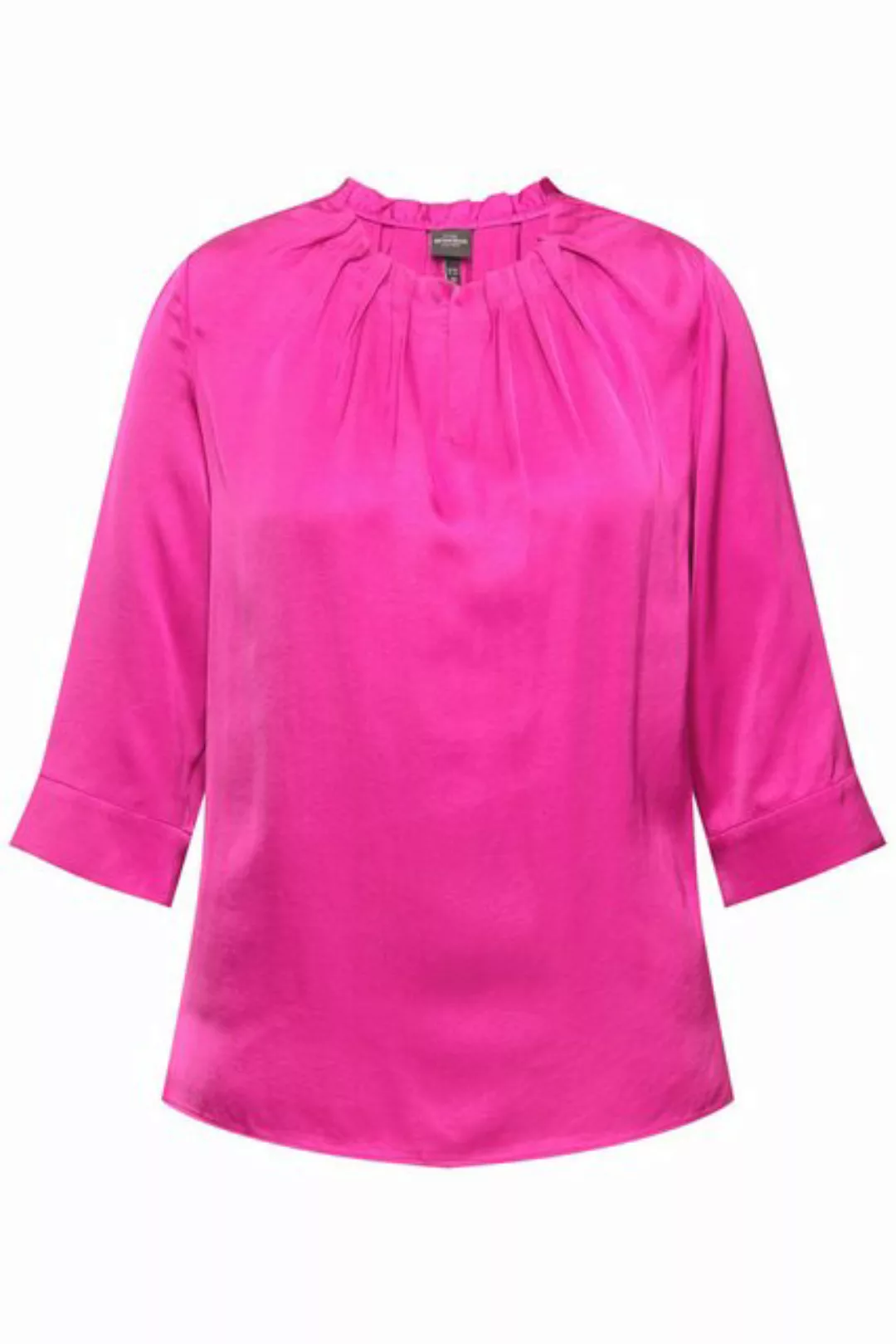 Ulla Popken Druckbluse Bluse gekräuselter Ausschnitt 3/4-Arm günstig online kaufen