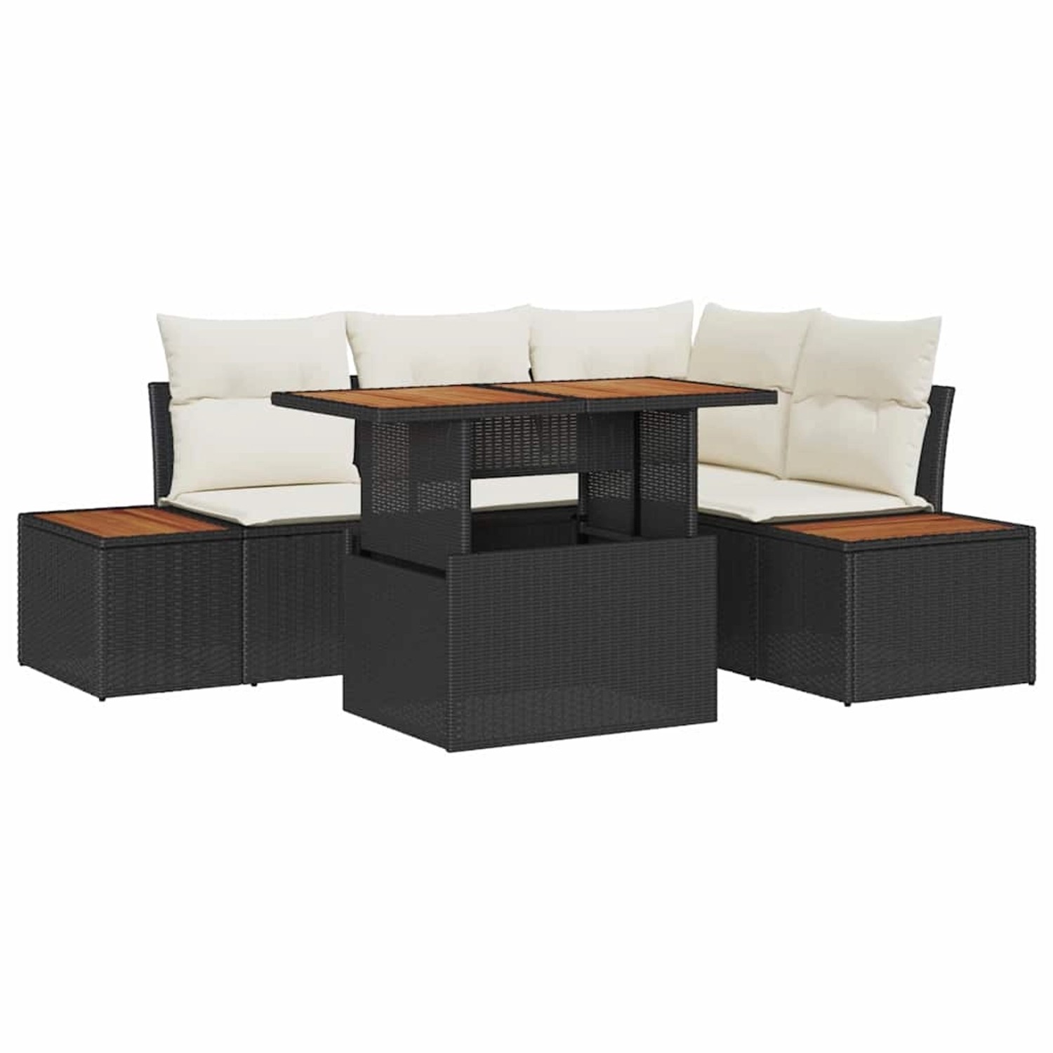 vidaXL Garten-Sofa-Set mit Speicher 5-Tlg Schwarz Poly Rattan 3358801 günstig online kaufen