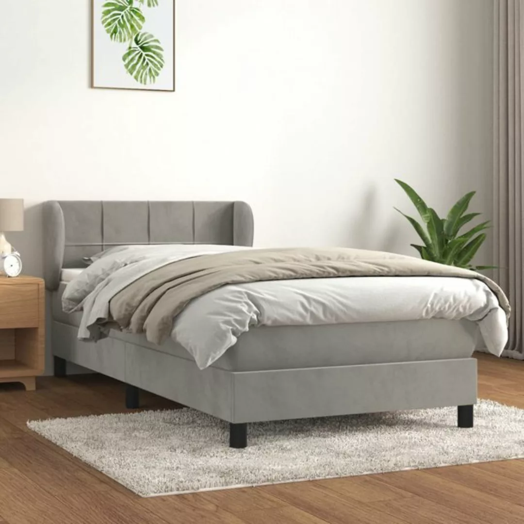 vidaXL Bettgestell Boxspringbett mit Matratze Dunkelgrau 90x200 cm Samt Bet günstig online kaufen