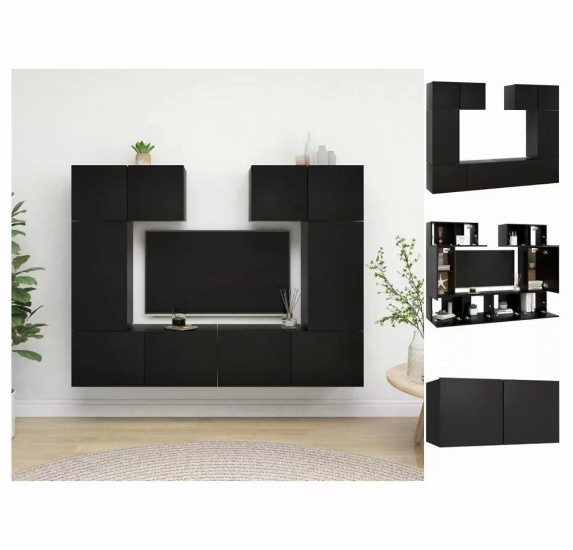 vidaXL TV-Schrank 6-tlg TV-Schrank-Set Schwarz Spanplatte günstig online kaufen