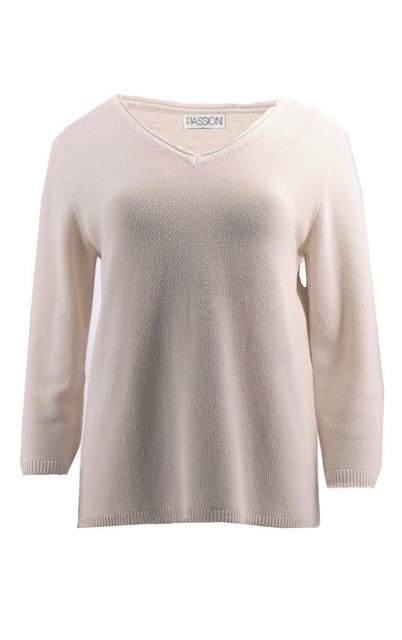 Passioni 3/4 Arm-Pullover Eleganter Sommerpullover in Beige mit Glitzerstre günstig online kaufen