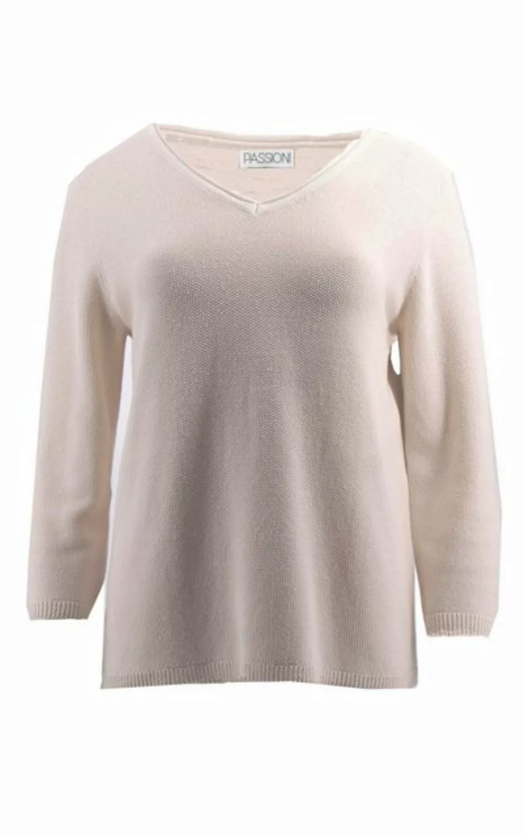 Passioni 3/4 Arm-Pullover Eleganter Sommerpullover in Beige mit Glitzerstre günstig online kaufen