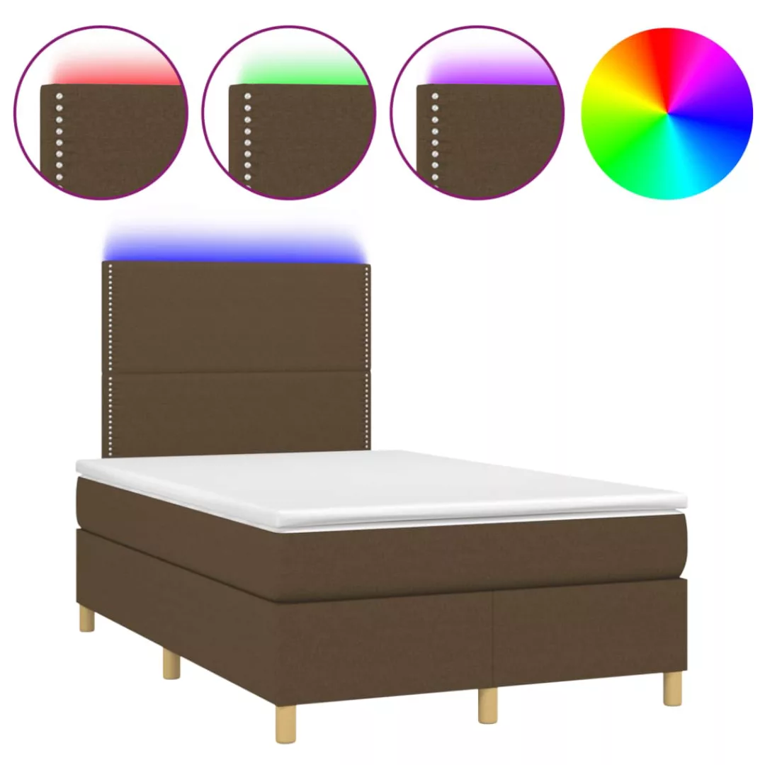 Vidaxl Boxspringbett Mit Matratze & Led Dunkelbraun 120x200 Cm Stoff günstig online kaufen