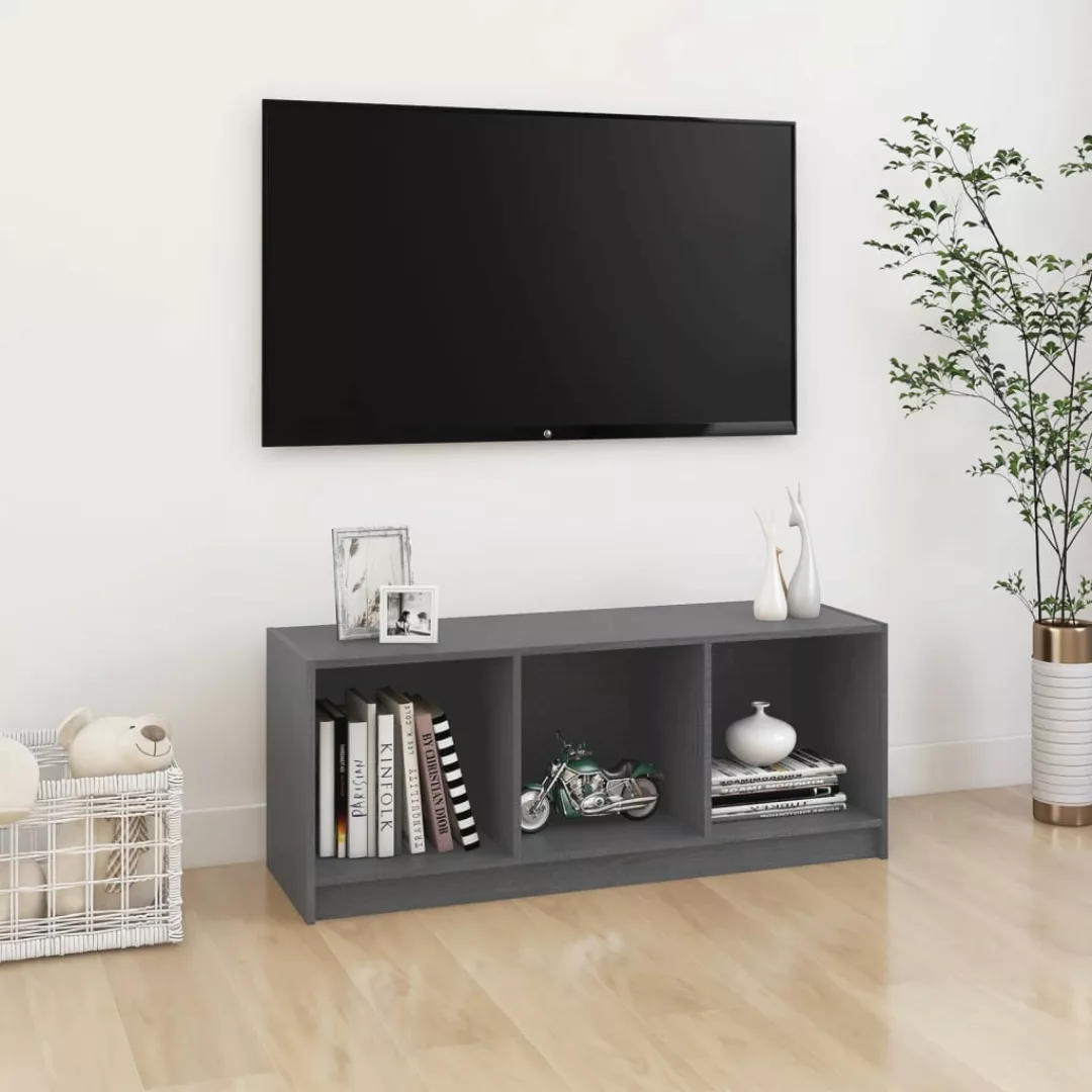 vidaXL TV-Schrank TV-Schrank Grau 104x33x41 cm Massivholz Kiefer Lowboard günstig online kaufen