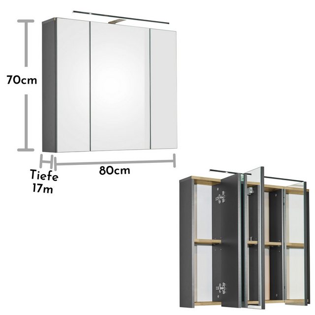freiraum Badezimmerspiegelschrank Line 80 x 70 x 17 cm (B/H/T) günstig online kaufen