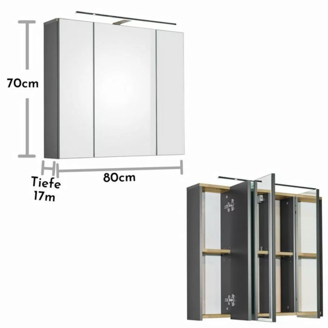 BEGA BBK Badezimmerspiegelschrank 80 x 70 x 17 cm (B/H/T) günstig online kaufen