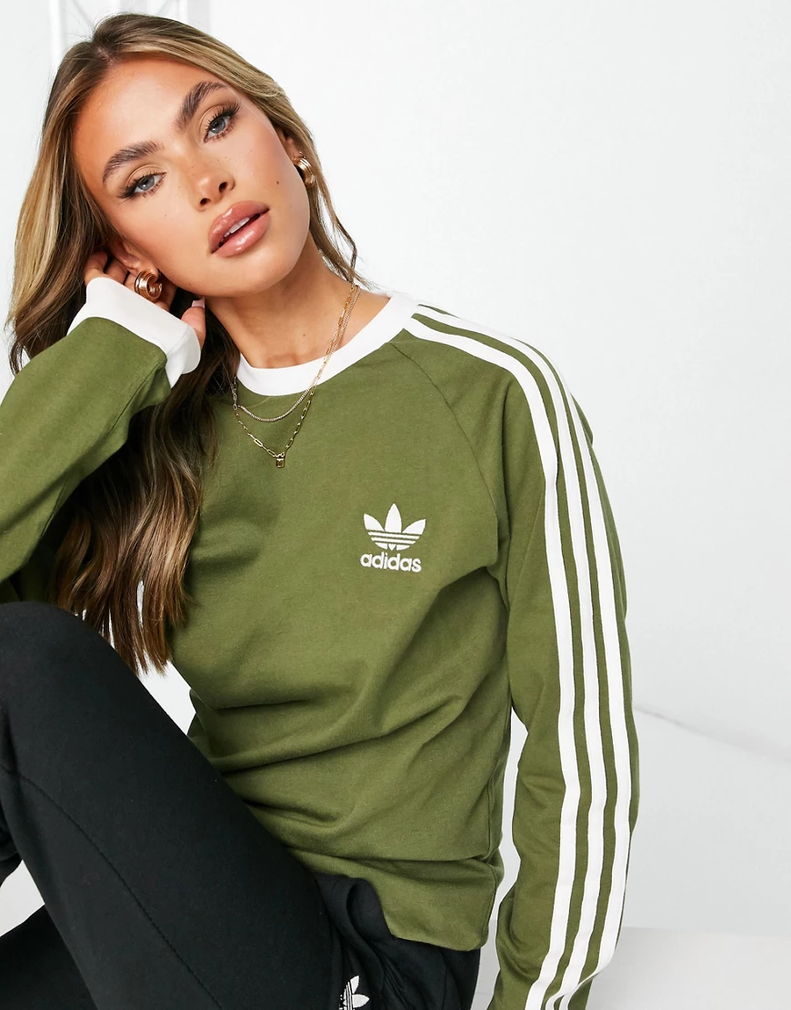 adidas Originals – adicolor – Langärmliges Boyfriend-Shirt mit den drei Str günstig online kaufen