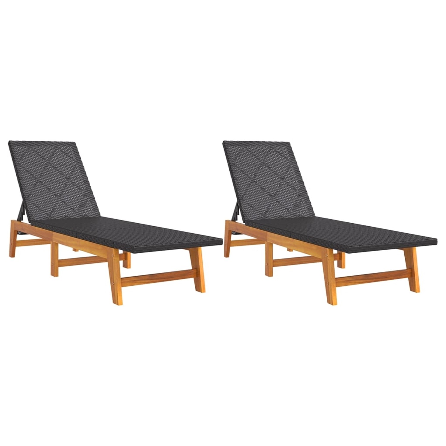 VidaXL Sonnenliegen 2 Stk. Schwarz Braun Poly Rattan Massivholz Akazie günstig online kaufen