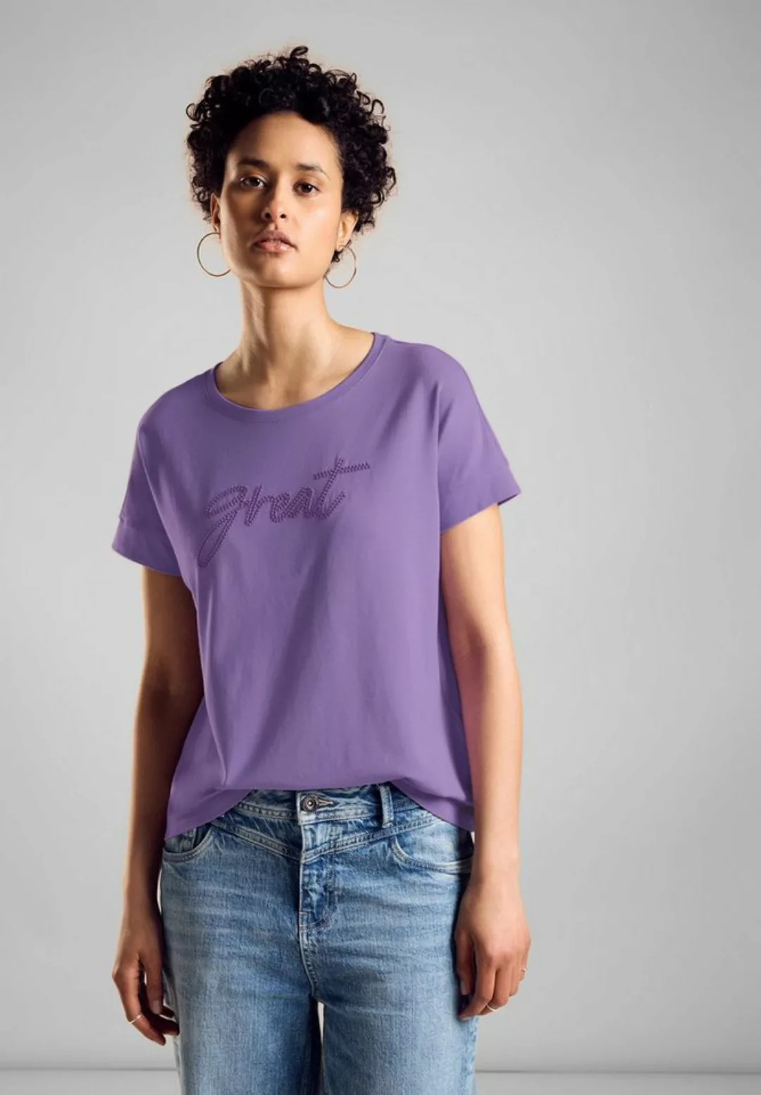 STREET ONE T-Shirt bestehend aus einem Materialmix günstig online kaufen