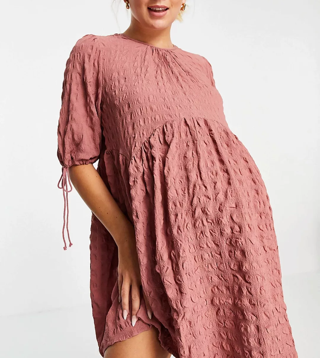 ASOS DESIGN Maternity – Strukturiertes Mini-Hängerkleid mit Schnürung hinte günstig online kaufen