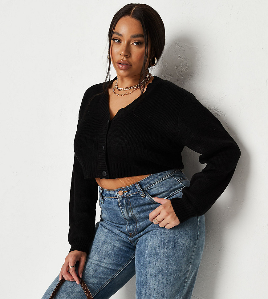 Missguided Plus – Schlichte Strickjacke aus recyceltem Material in Schwarz günstig online kaufen