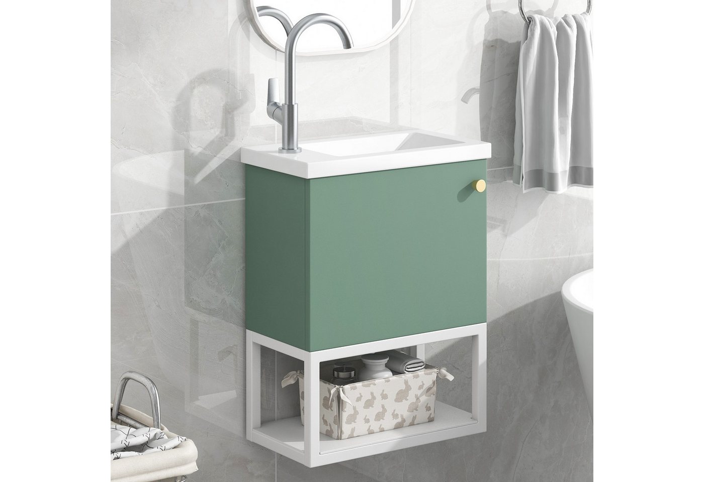 IDEASY Waschbeckenschrank 40 cm breit, Harzwaschbecken, (leicht zu reinigen günstig online kaufen