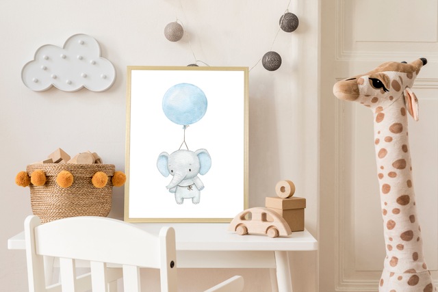 queence Bild mit Rahmen »Fliegender Elefant mit Ballon«, Elefant-Elefanten- günstig online kaufen