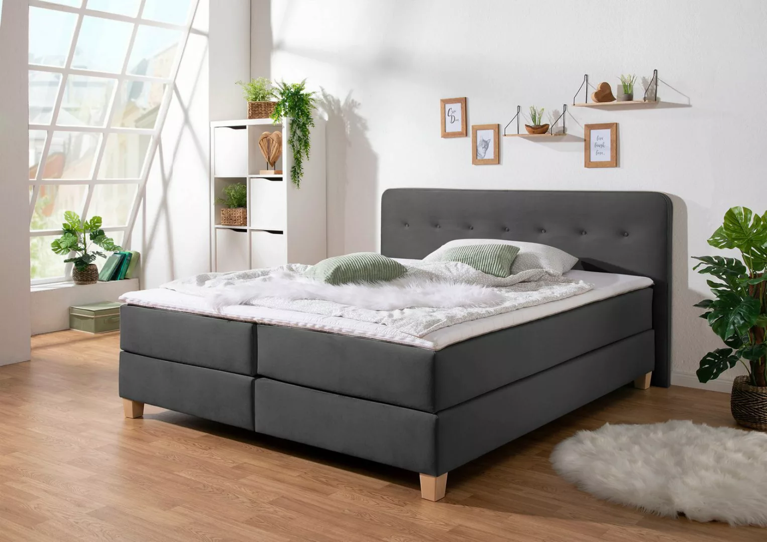 Home affaire Boxspringbett "Fargo", inkl. Topper, in 3 Matratzenarten, in S günstig online kaufen