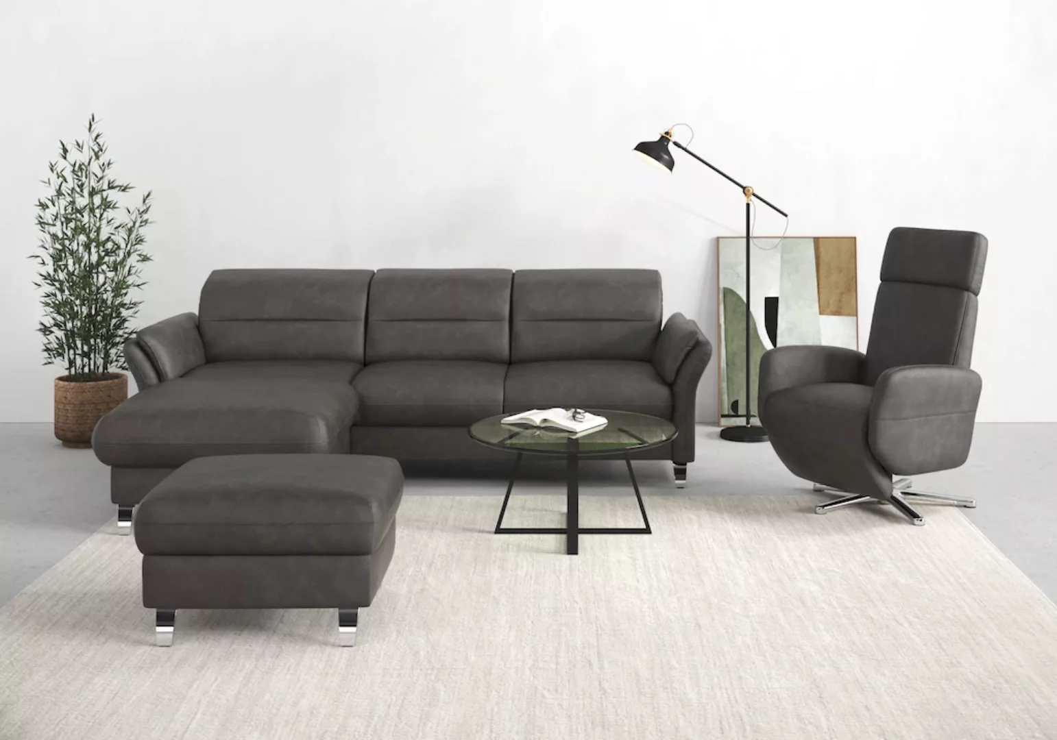 sit&more Ecksofa "Grenoble L-Form mit Federkern", wahlweise mit Bettfunktio günstig online kaufen