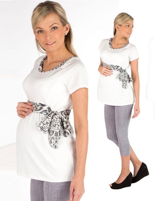 F&K-Mode Umstandsshirt Umstandsshirt Longshirt Shirt Kurzarm Camilla Bindeb günstig online kaufen
